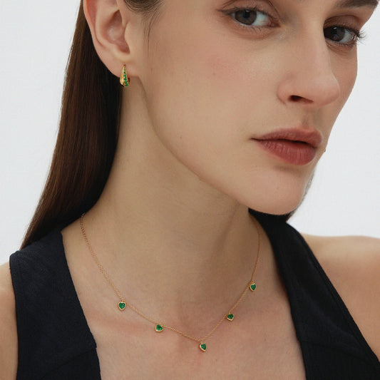 Georgie Crystal Green Knife Edge Huggie Earrings