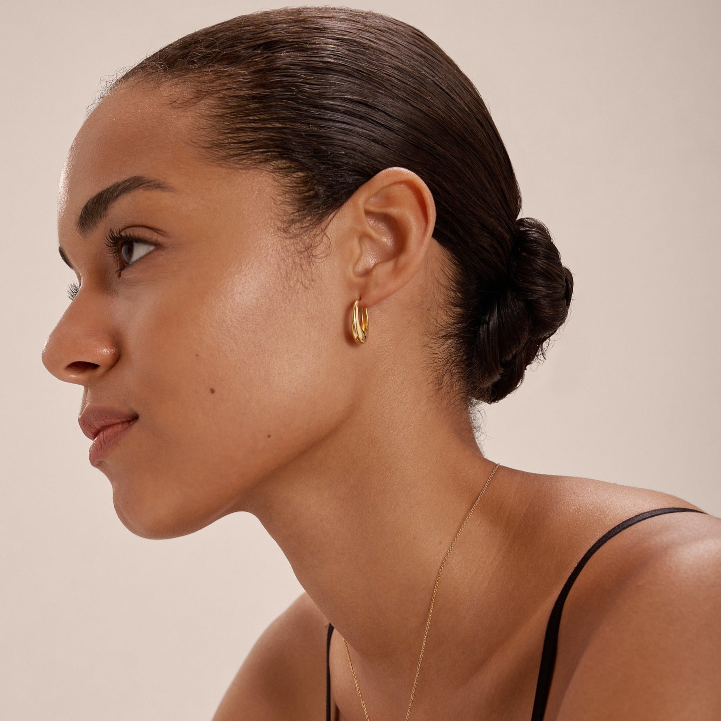 Lila Medium Round Dome Hoop Earrings