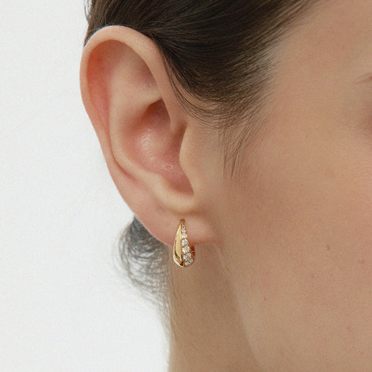 Georgie Crystal Knife Edge Huggie Hoop Earrings