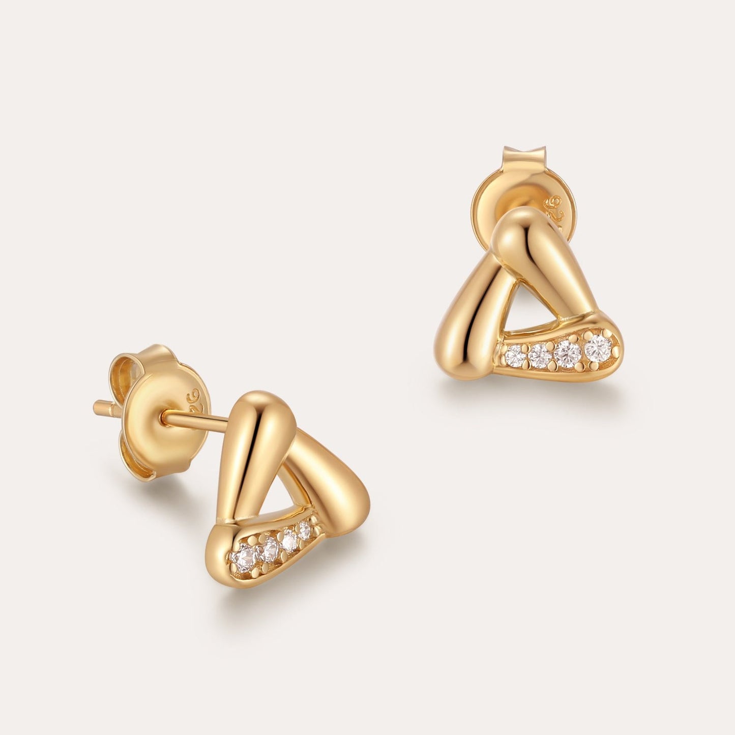 Gold studs with cubic zirconia
