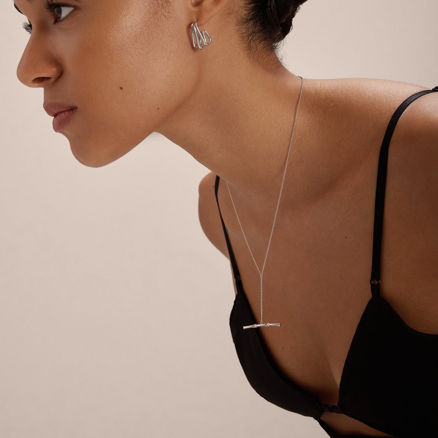 silver long drop necklace
