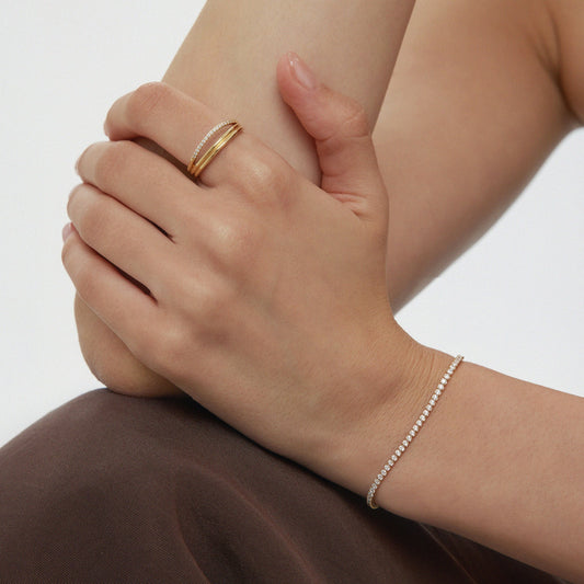 Noor Pavé Triple Band Ring