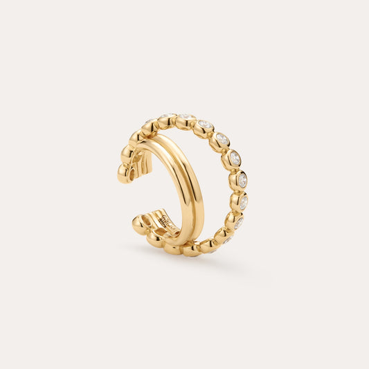 Gold ear cuff with diamond bezel