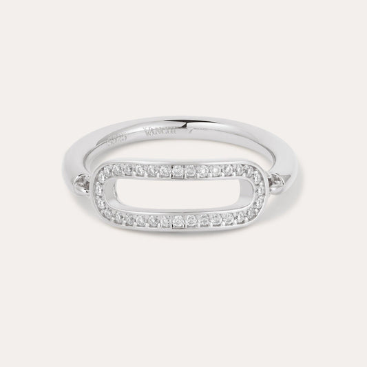 Silver paperclip ring gemstone
