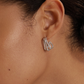 Silver Square hoop earrings on model