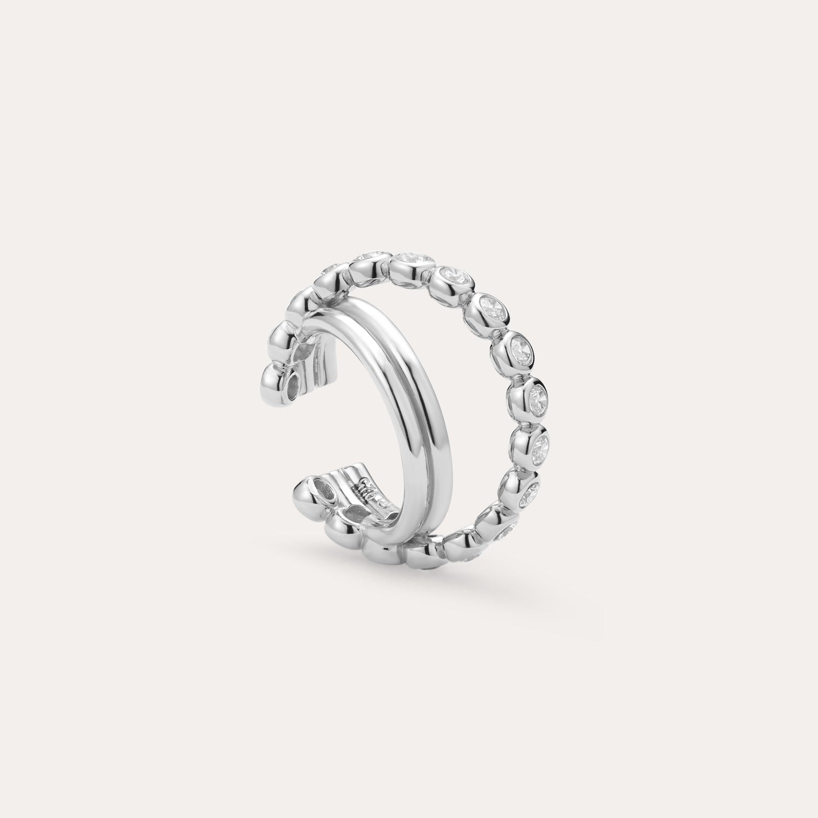 Silver ear Cuff with bezel