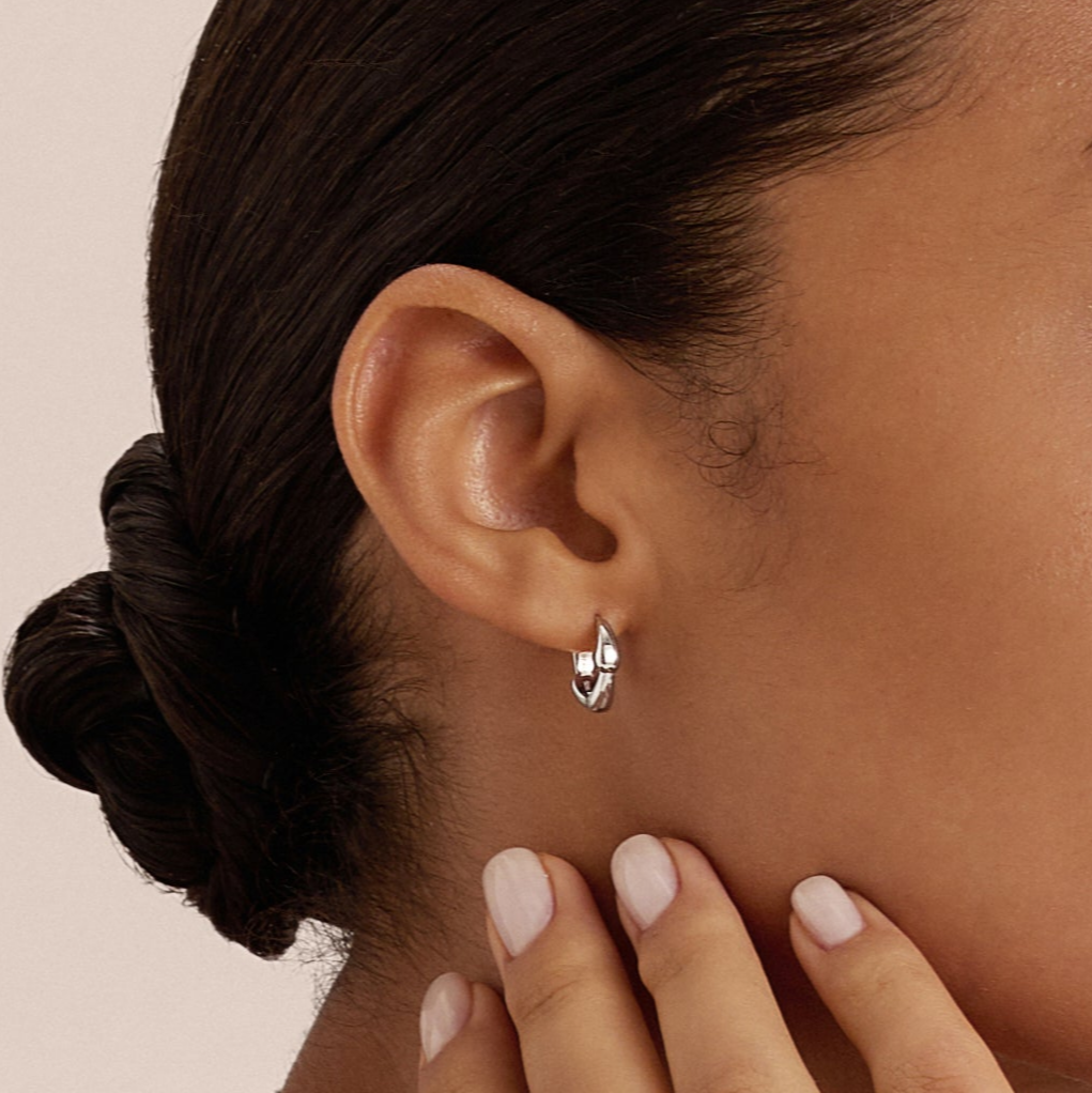 Silver huggie earrings
