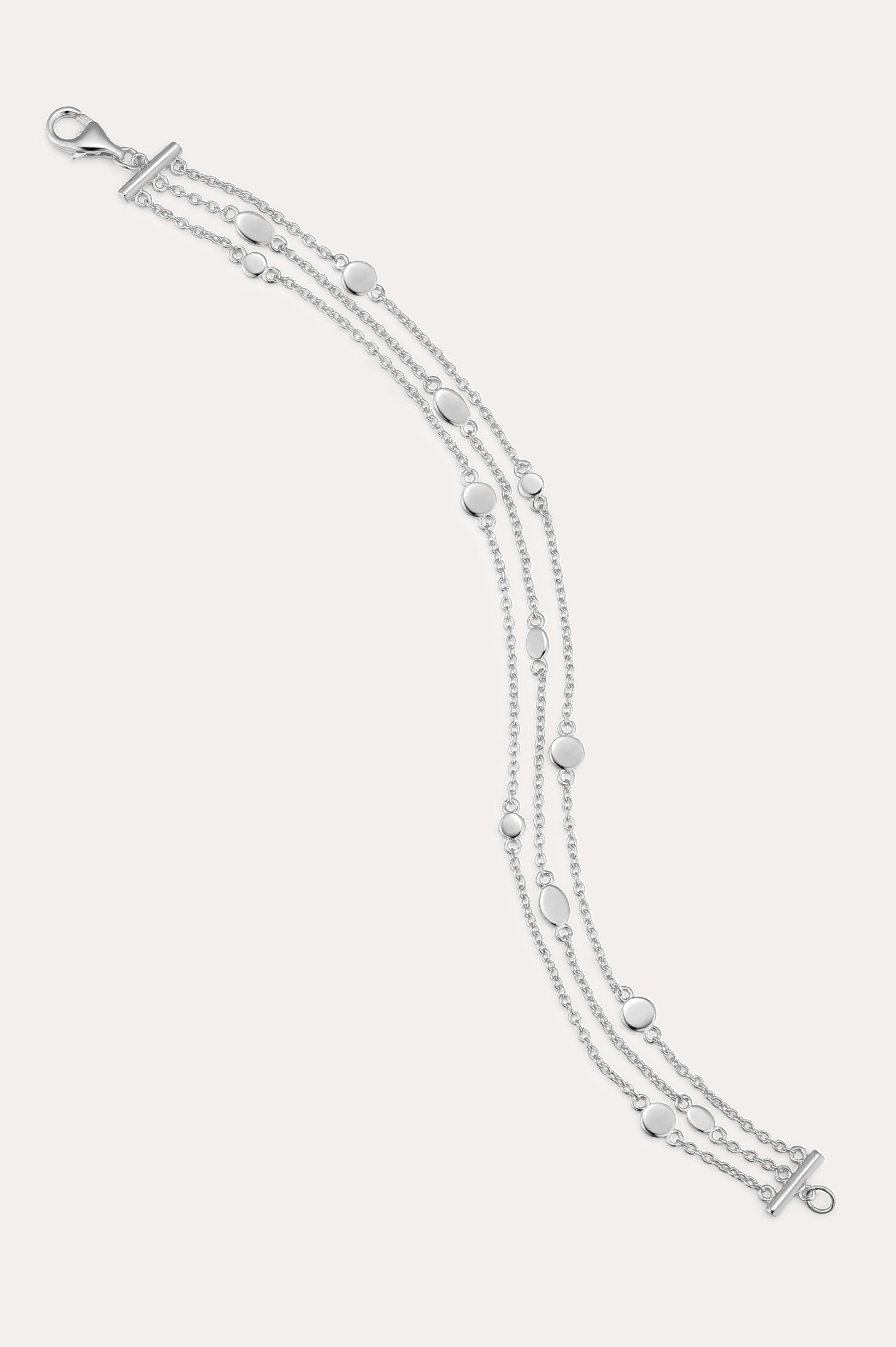 Silver triple layered bracelet chain