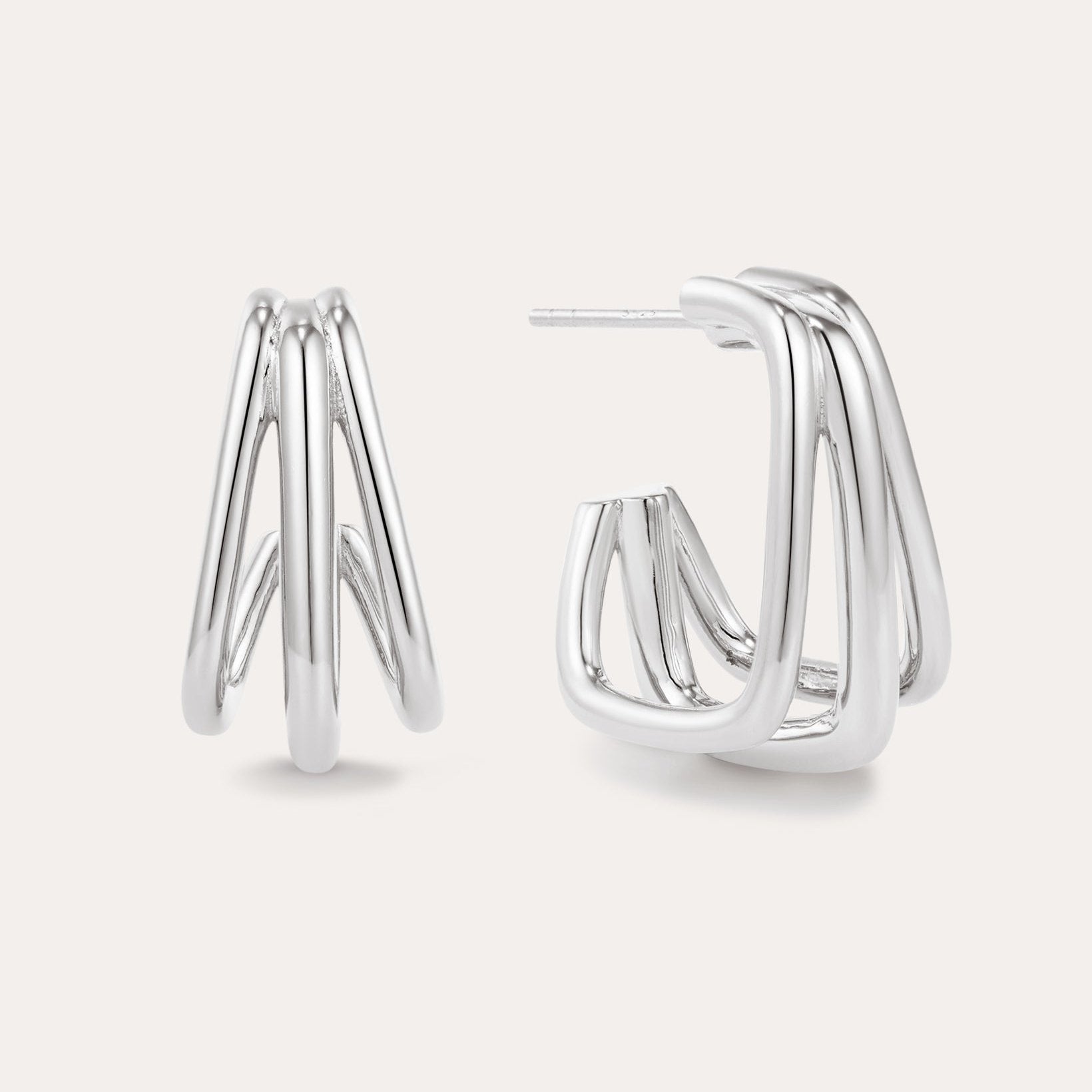 Silver square hoop earrings