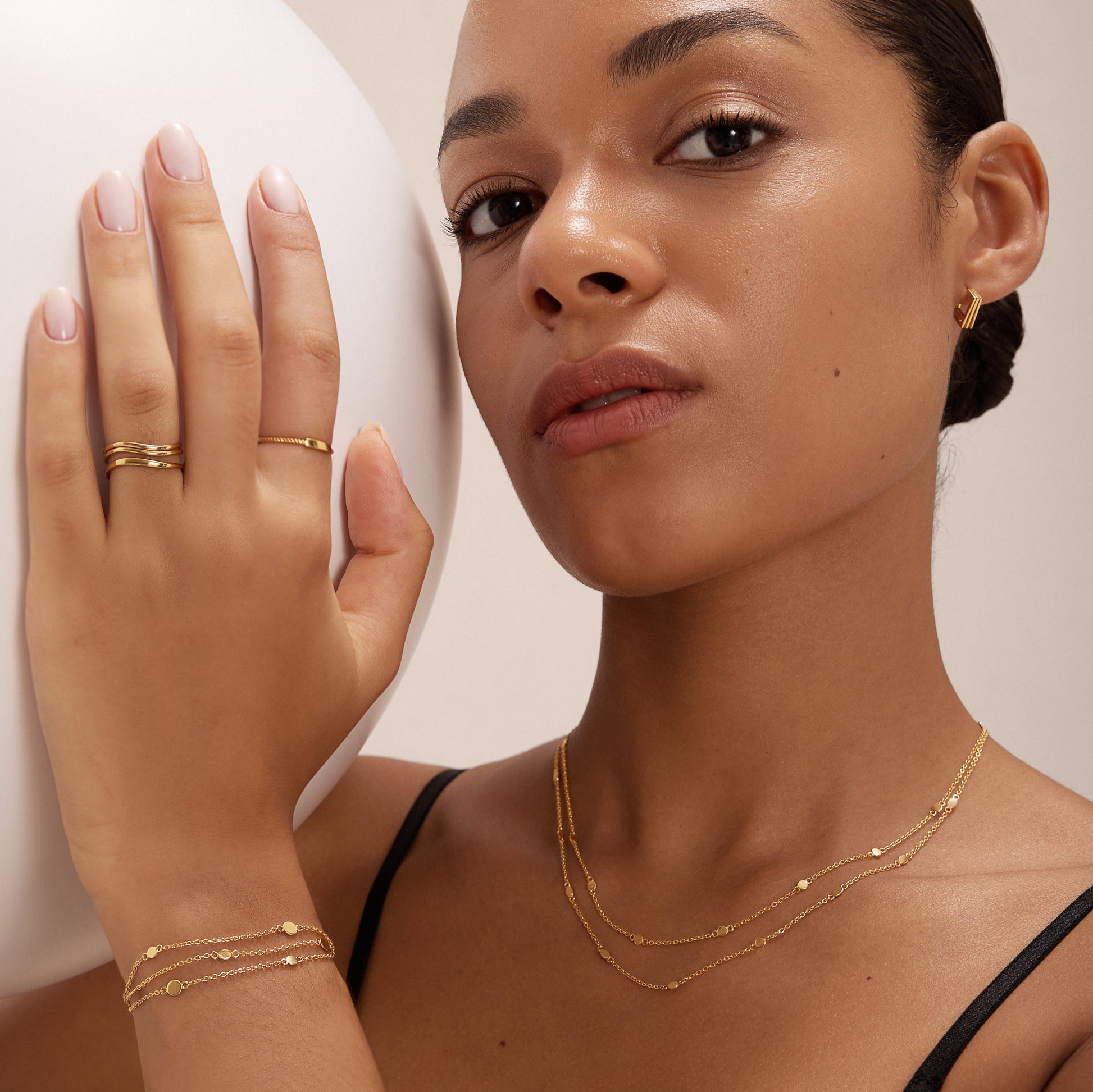 dainty gold triple bracelet