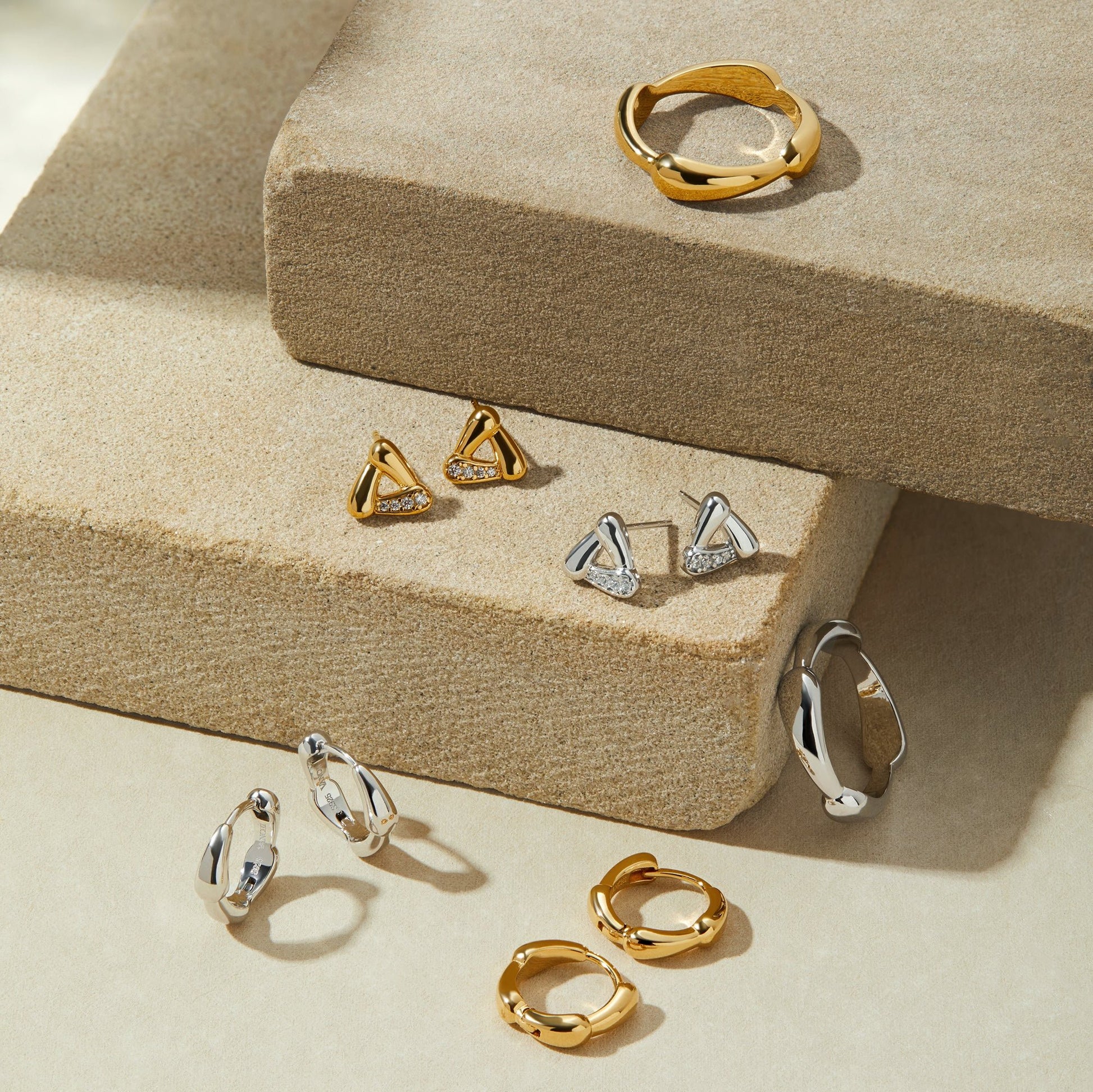 Stacking ring and earring collection