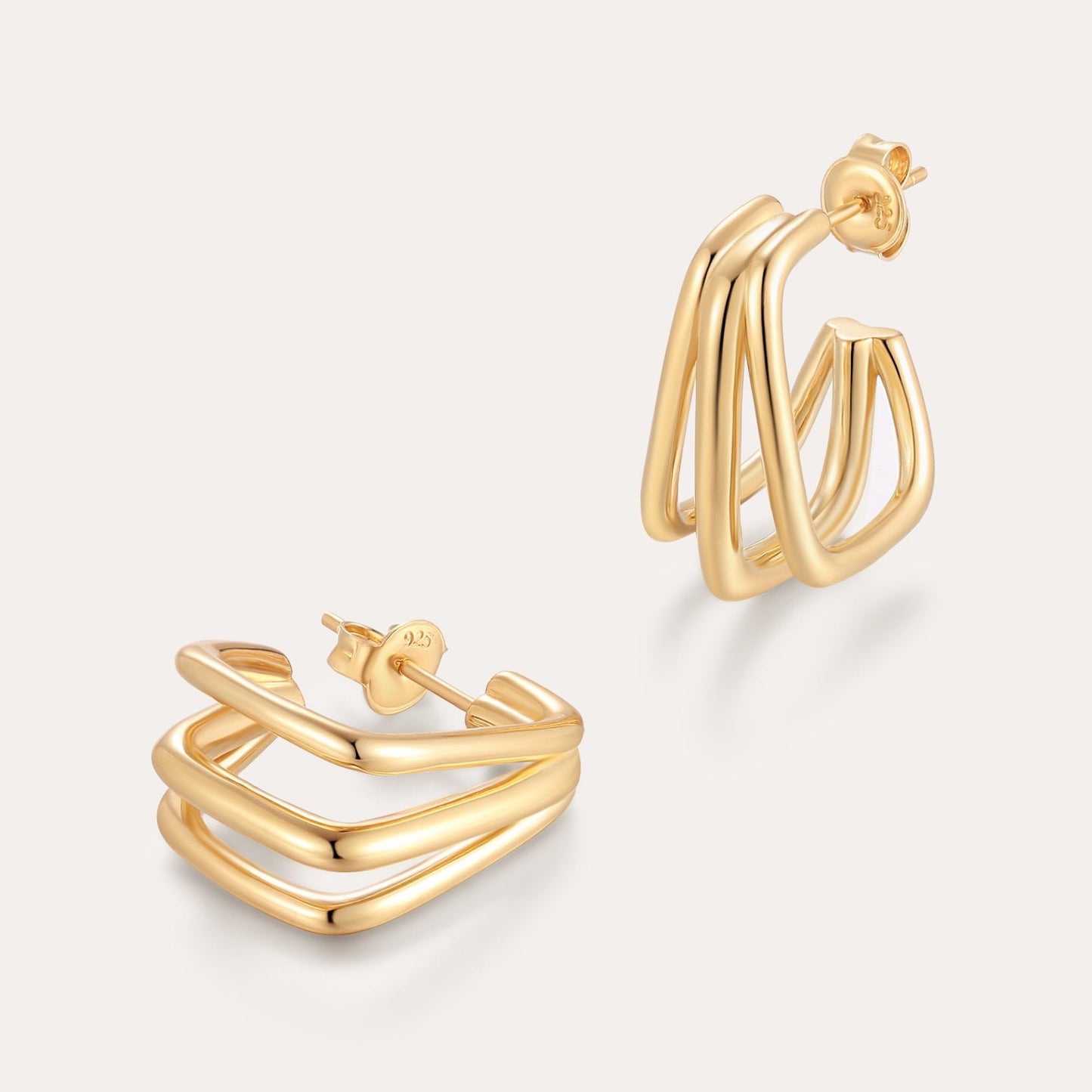 gold square edge hoop earrings