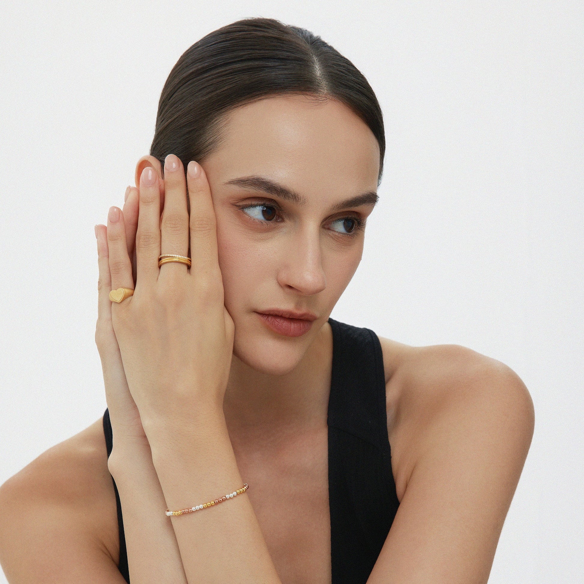 gold stacking ring with pinky ring