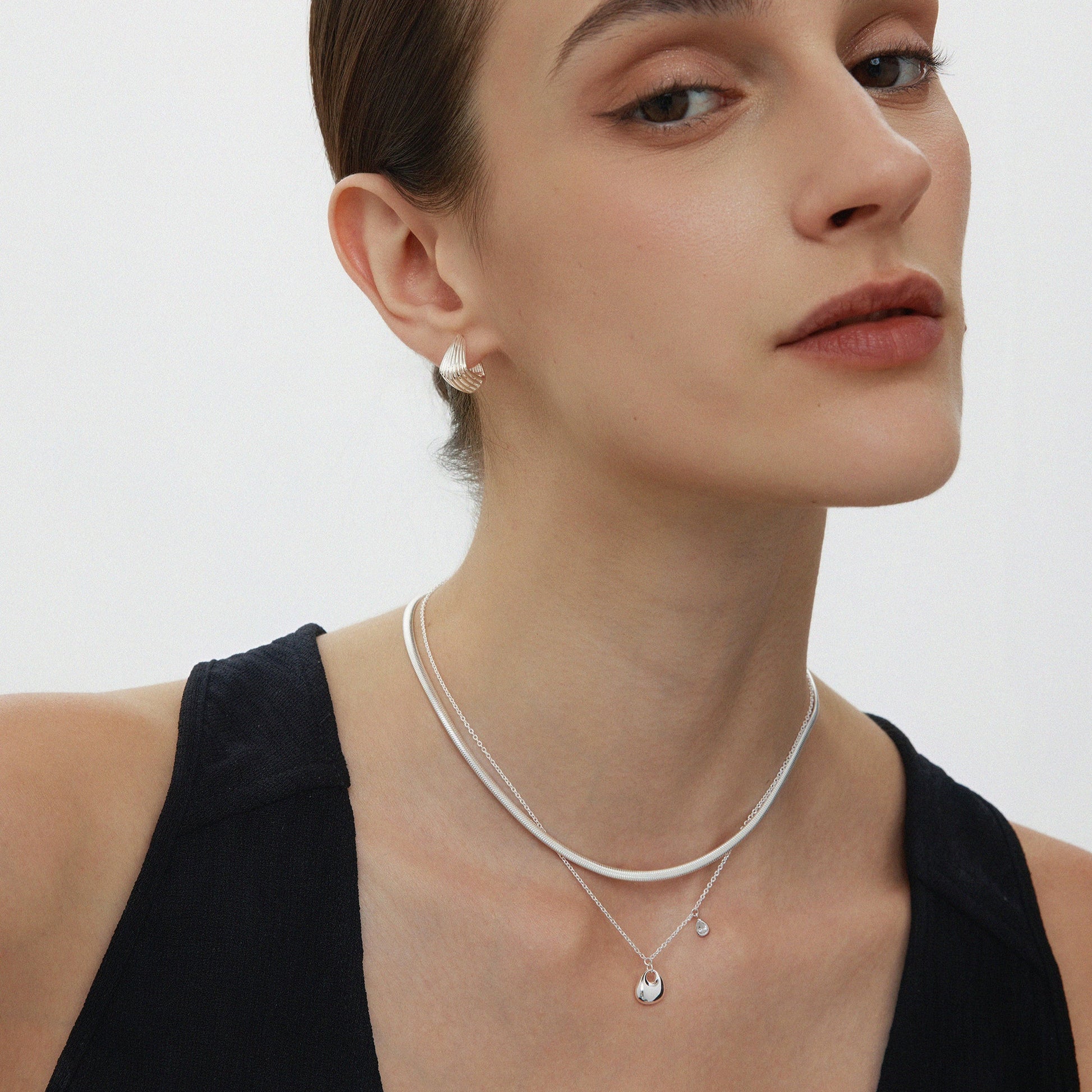 Silver stacking chain necklaces