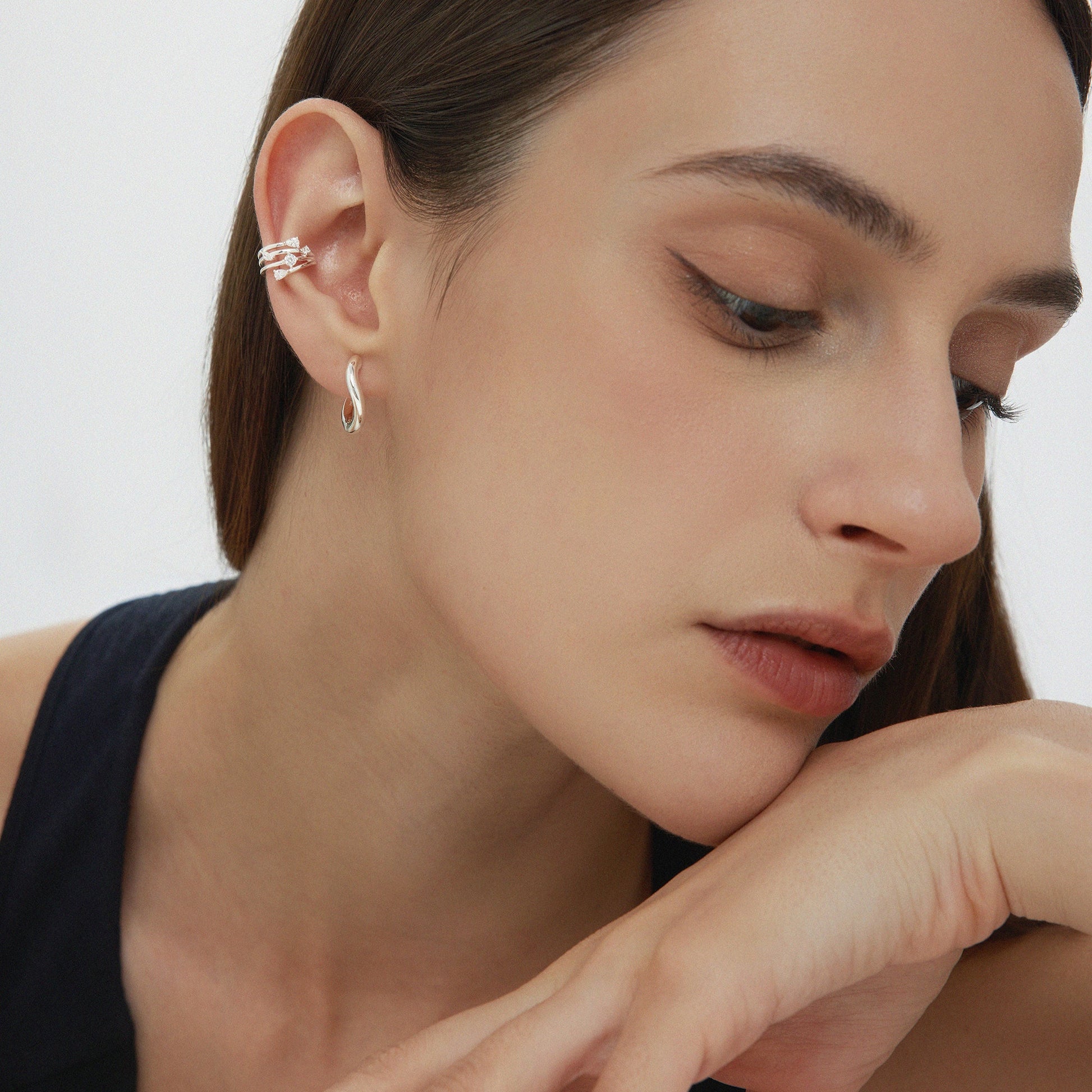 silver twisted hoop earrings