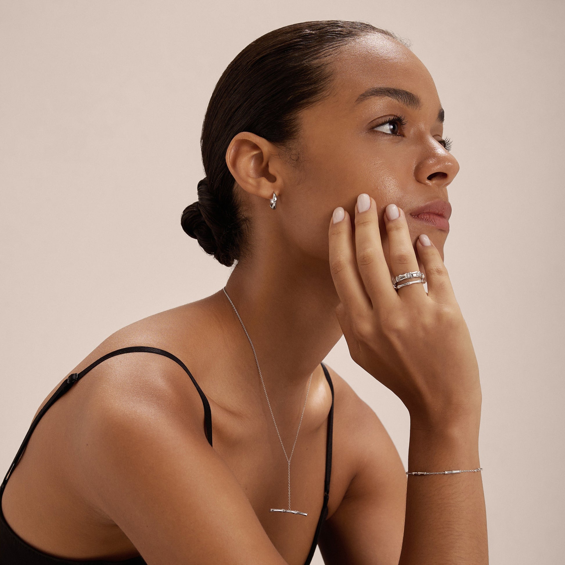 silver huggies with silver jewellery collection